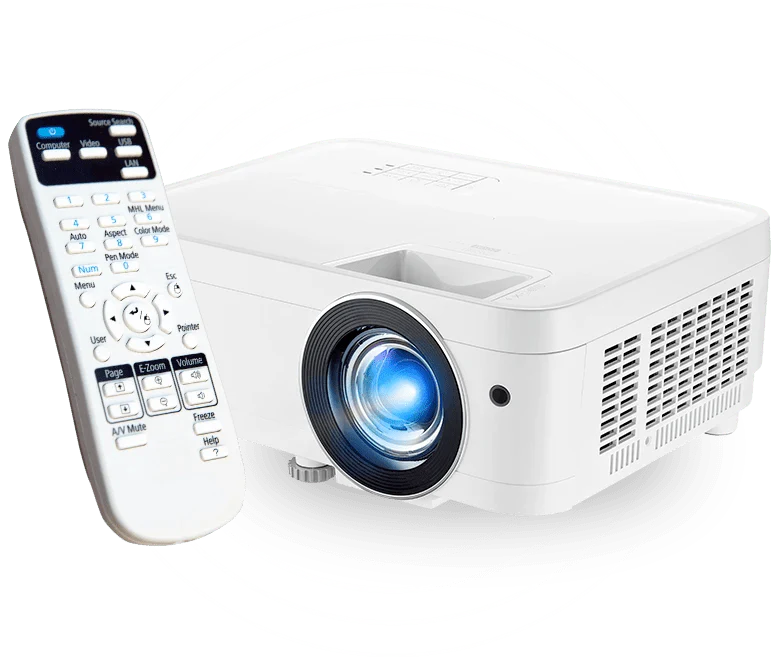 Projectors – High-brightness white projector with remote control for home, office, and classroom use